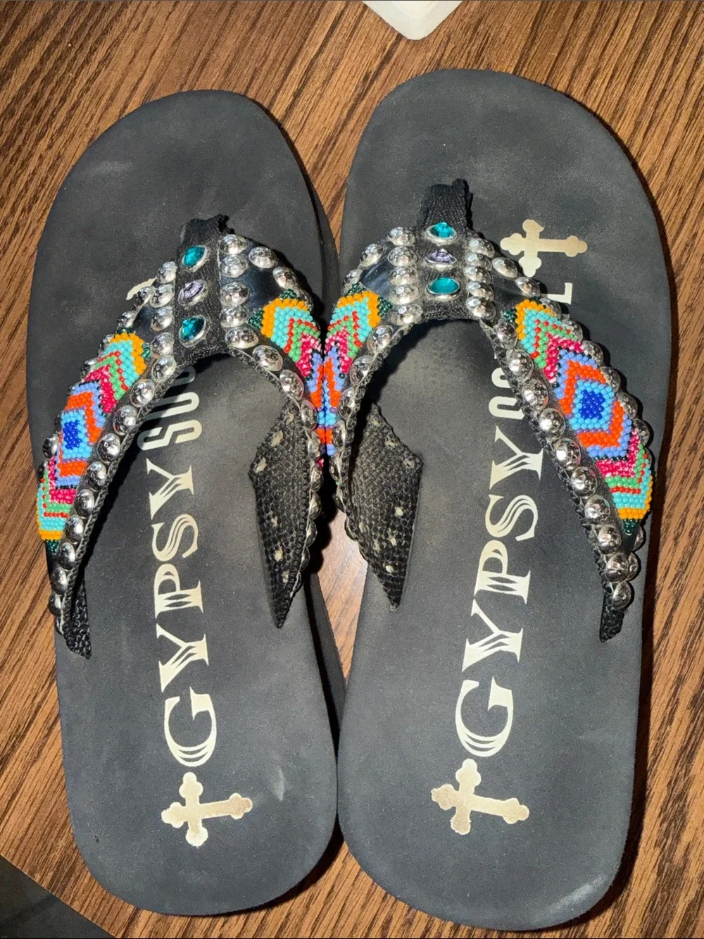 😍Great USED Condition Gypsy Soule Jewelled Beaded 8 Women's Flip Flop Sandal